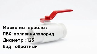 Клапан ПВХ ПВХ-поливинилхлорид D=125 обратный